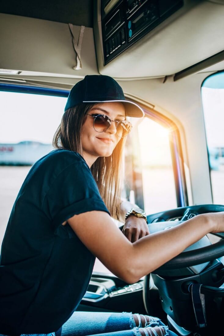Photo of a girl truck driver